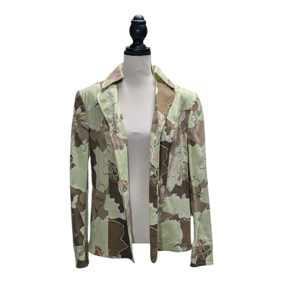 Ellen Tracy Green and Brown Floral Blazer - Picture 3 of 8